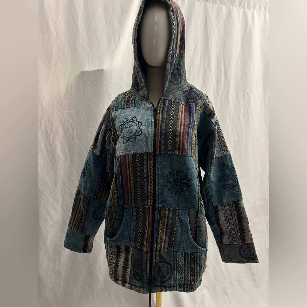 Multicolor Patchwork Hooded Jacket - image 2